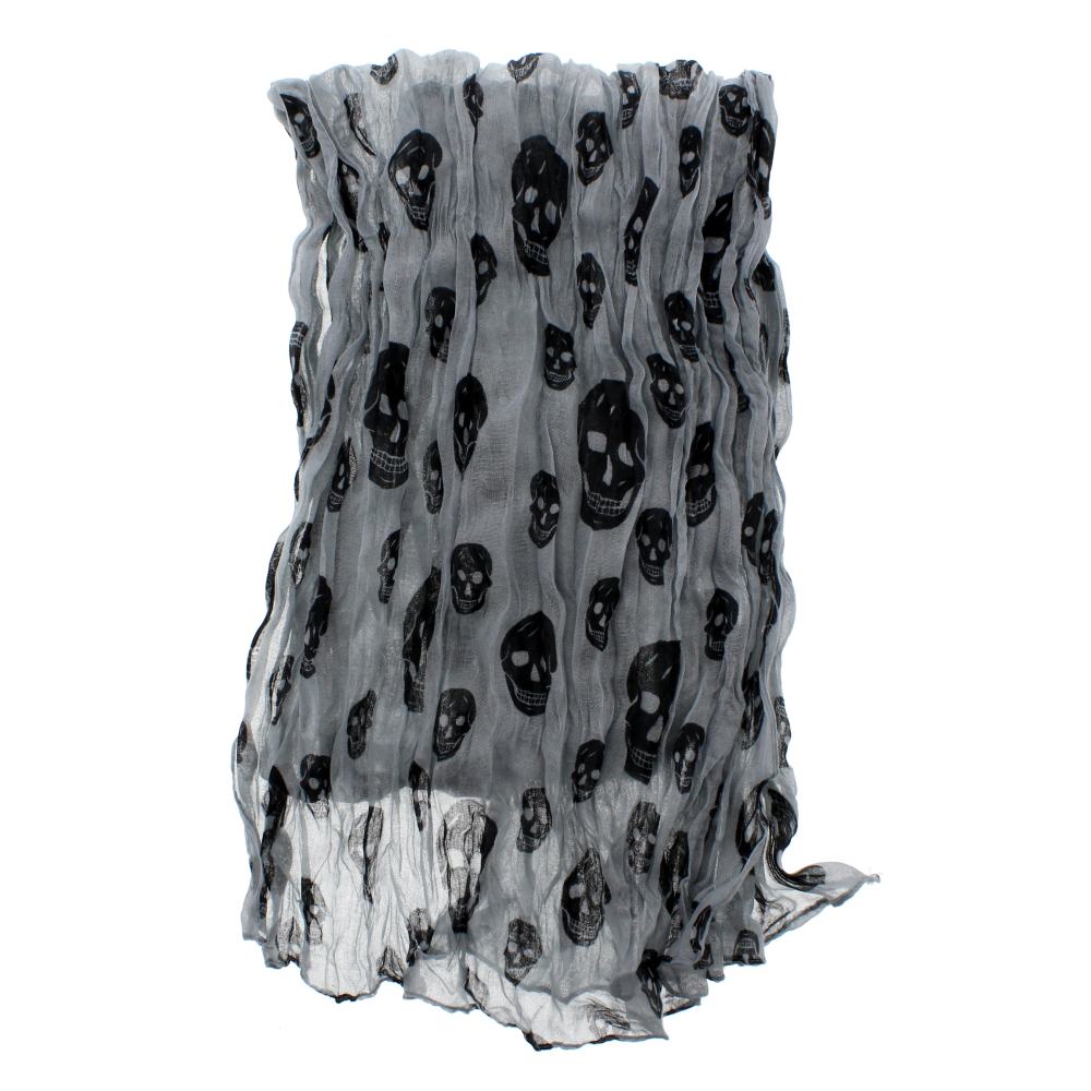 Zac's Alter Ego - Skinny Wrinkled Skull Scarf - Grey/Black